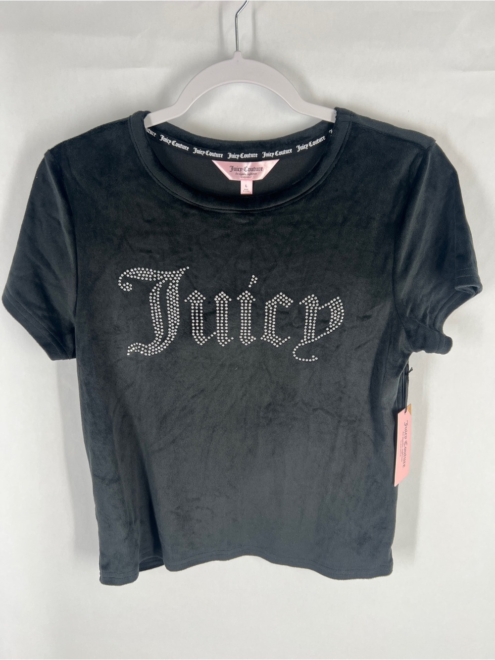 Juicy Couture Sleepwear Black Rhinestone Logo Plush Lounge Tee NWT Size L